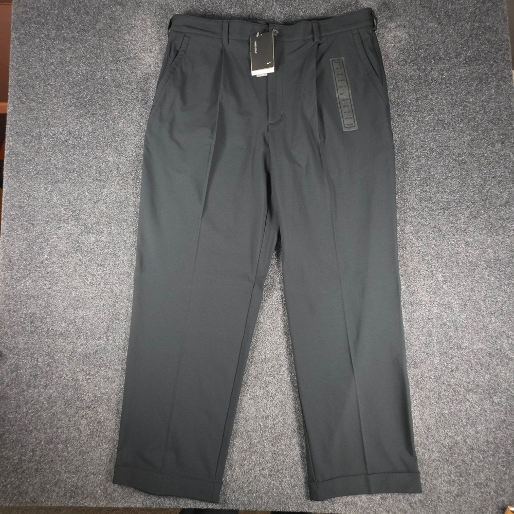 Nike Golf Pants Mens 38x30 Black Pleated Fit Dry Performance Trousers 208100-010
